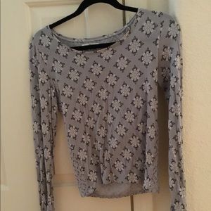 Grey Aeropostale Long Tee with Flowers